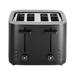 4-Slot Wide Slot Black Toaster with Adjustable Browning